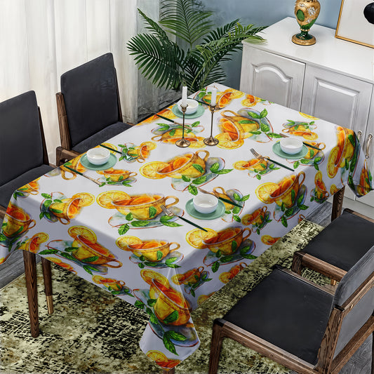 Lemon Tea on White Rectangle Tablecloth by Mark van Vuuren