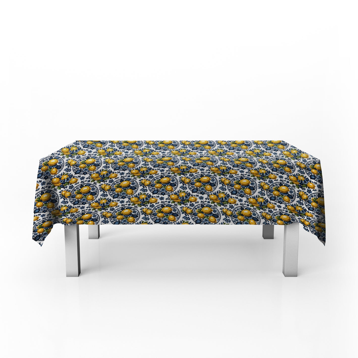 Lemon and Delft Pattern Rectangle Tablecloth