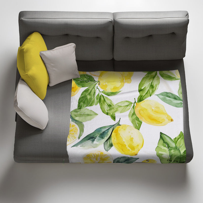 Lemons Light Weight Fleece Blanket by Wikus Schalkwyk