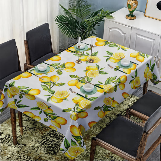 Lemons On White Rectangle Tablecloth by Mark van Vuuren