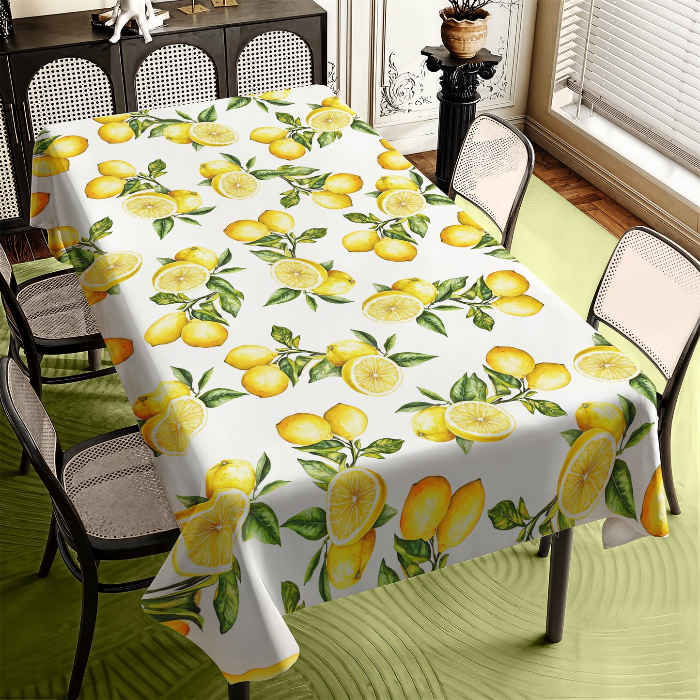 Lemons On White Rectangle Tablecloth by Mark van Vuuren