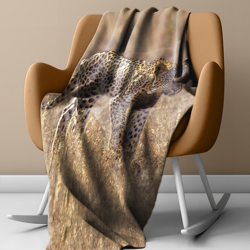 Leopard Luiperd Panthera Pardus Kgalagadi Light Weigt Fleece Blanket By Fanie Heymans