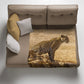 Leopard at Waterhole Light Weight Fleece Blanket by Fanie Heymans