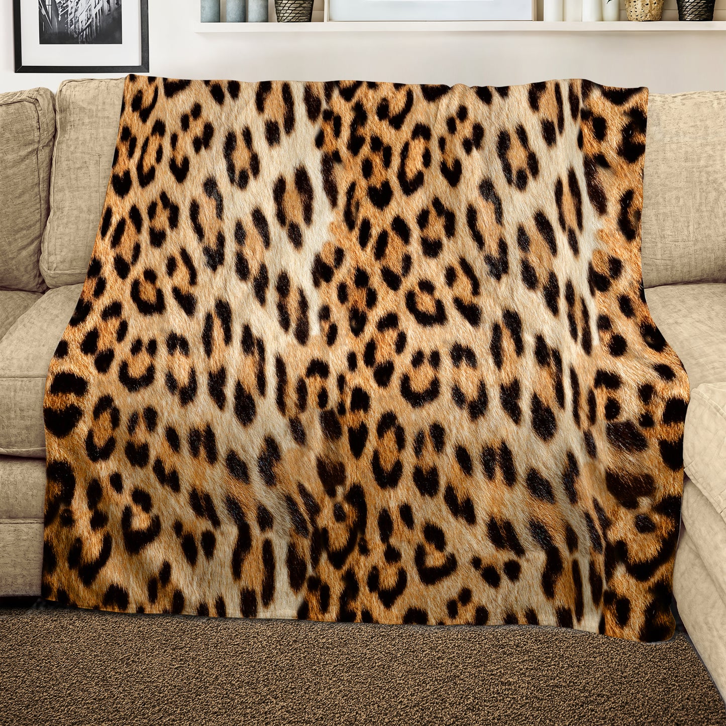 Leopard Fur Light Weight Fleece Blanket