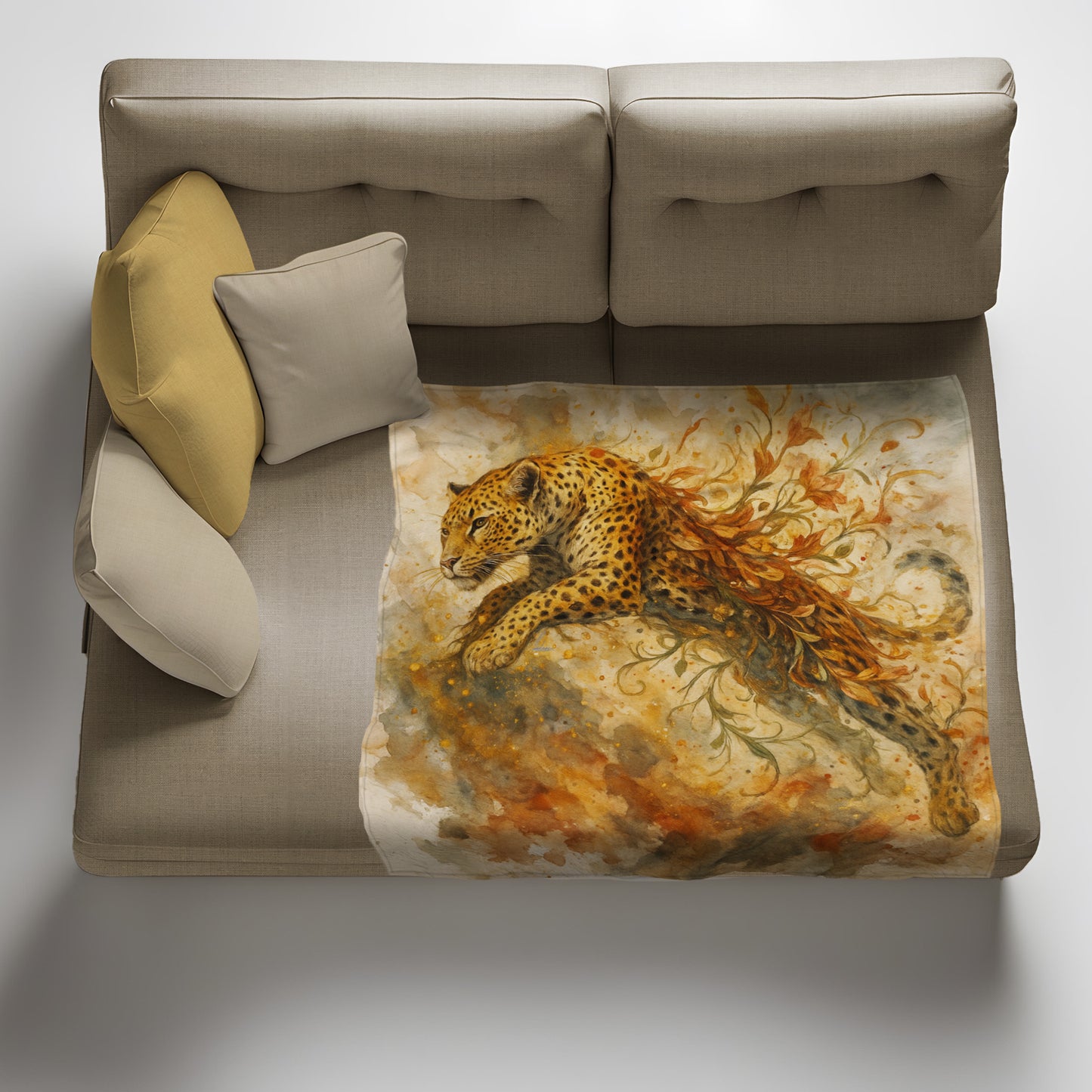 Leopard Golden Leap Light Weight Fleece Blanket by Nathan Pieterse