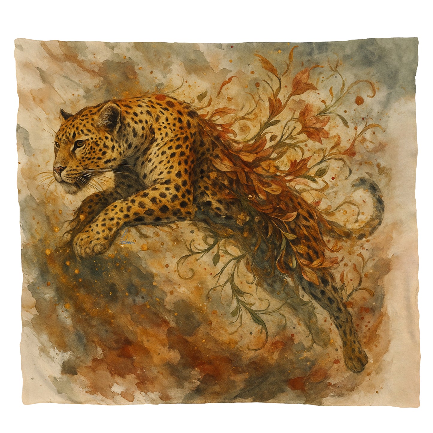 Leopard Golden Leap Light Weight Fleece Blanket by Nathan Pieterse