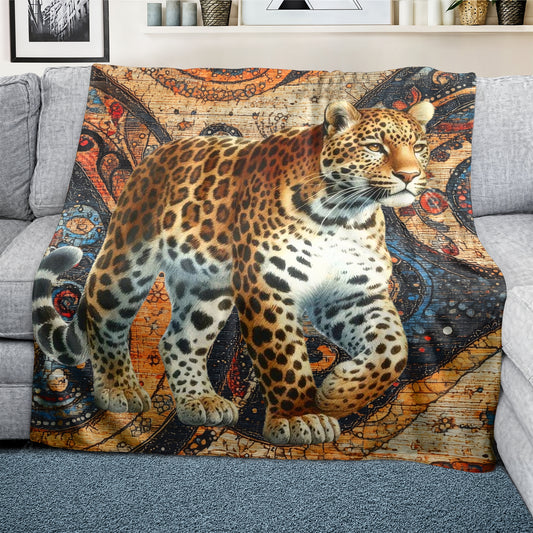 Leopard Light Weight Fleece Blanket by Mark van Vuuren
