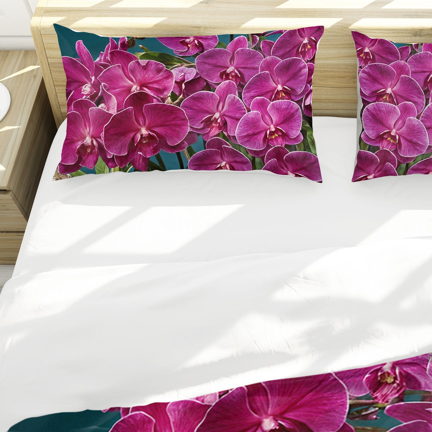 Leopard Magenta Orchids Duvet Cover Set