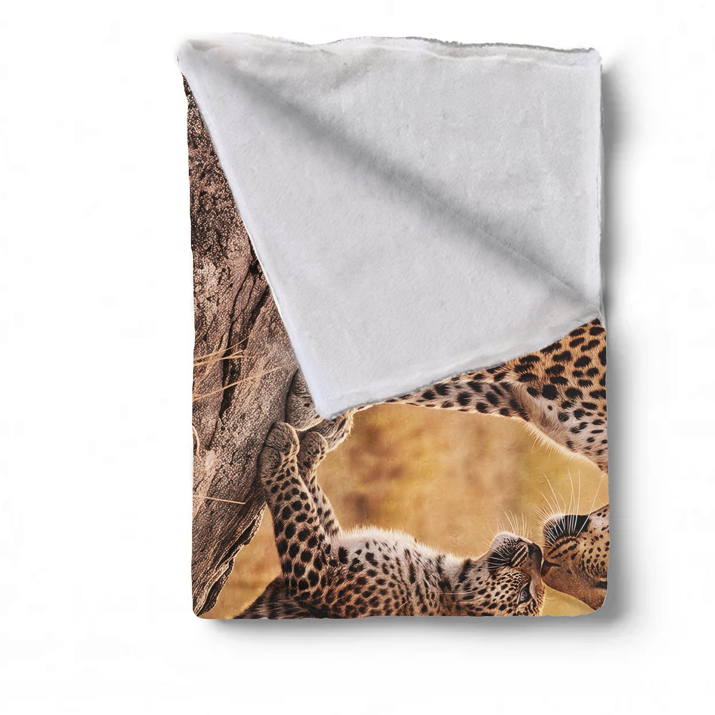 Leopard Mother and Cub Light Weight Fleece Blanket