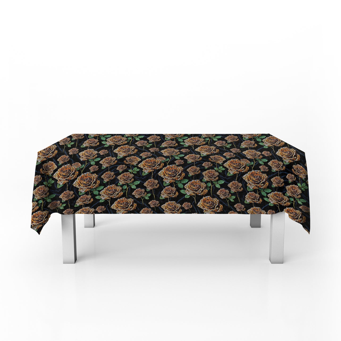 Leopard Roses Rectangle Tablecloth