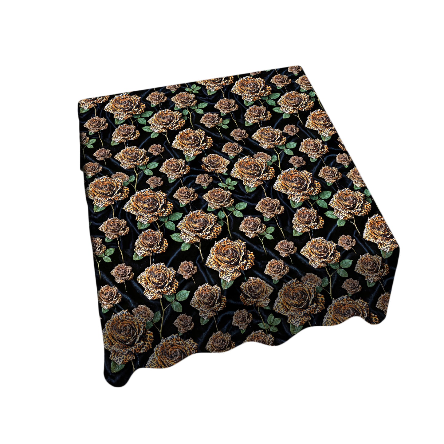 Leopard Roses Square Tablecloth