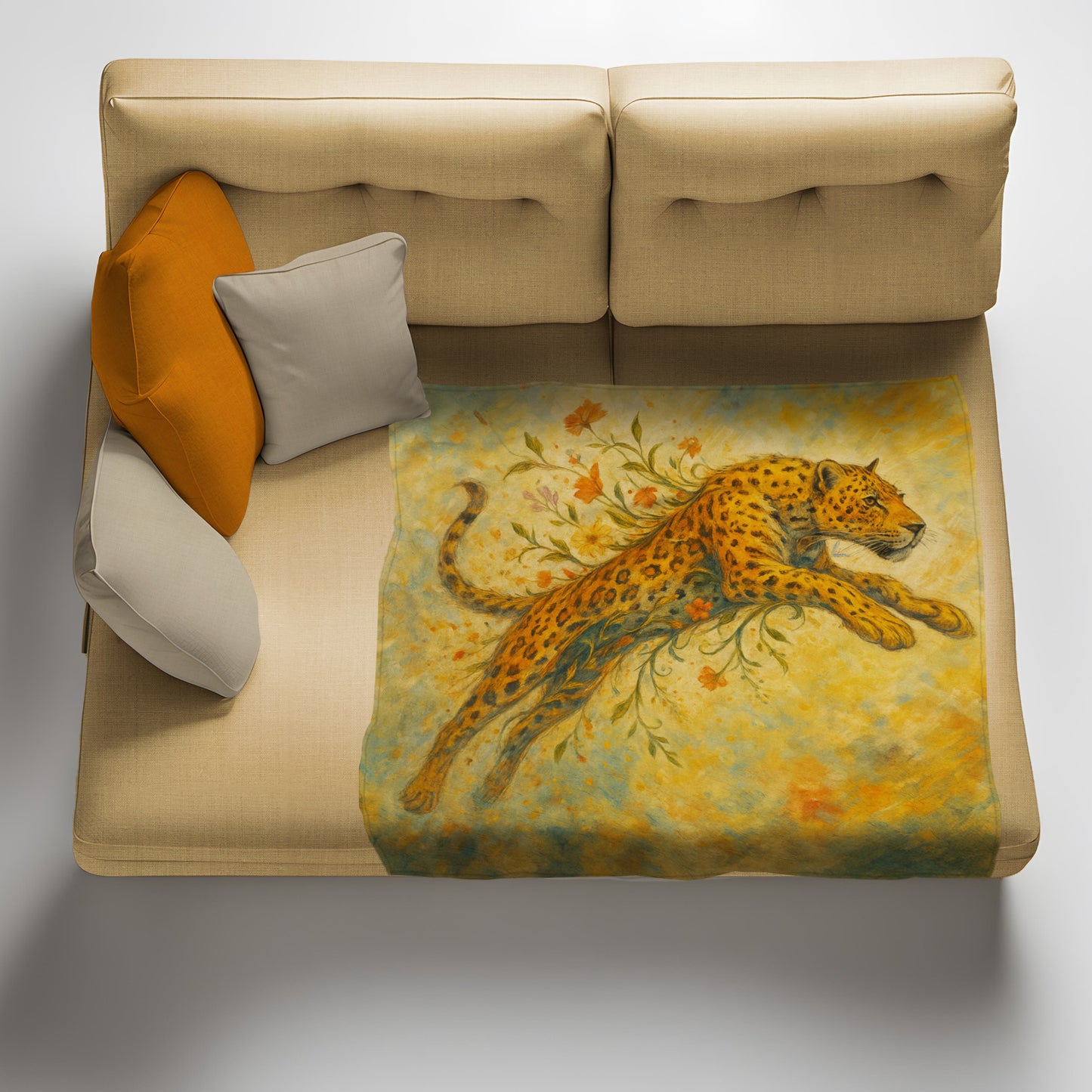 Leopard Through the Leaves Light Weight Fleece Blanket by Nathan Pieterse