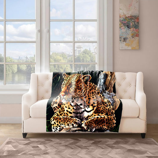 Leopard Light Weight Fleece Blanket by Delene Lambert