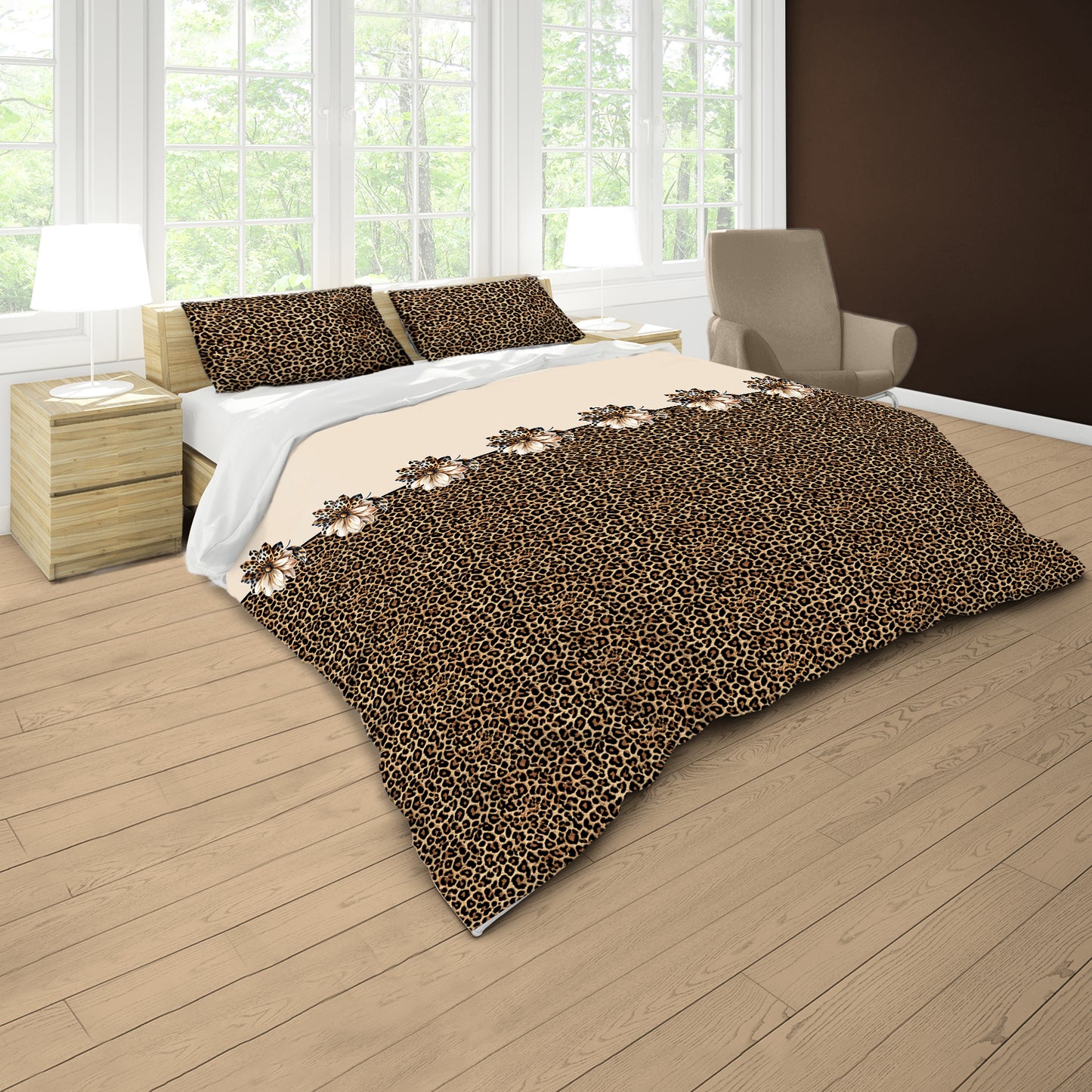 Leopard and Lily Duvet Cover Set