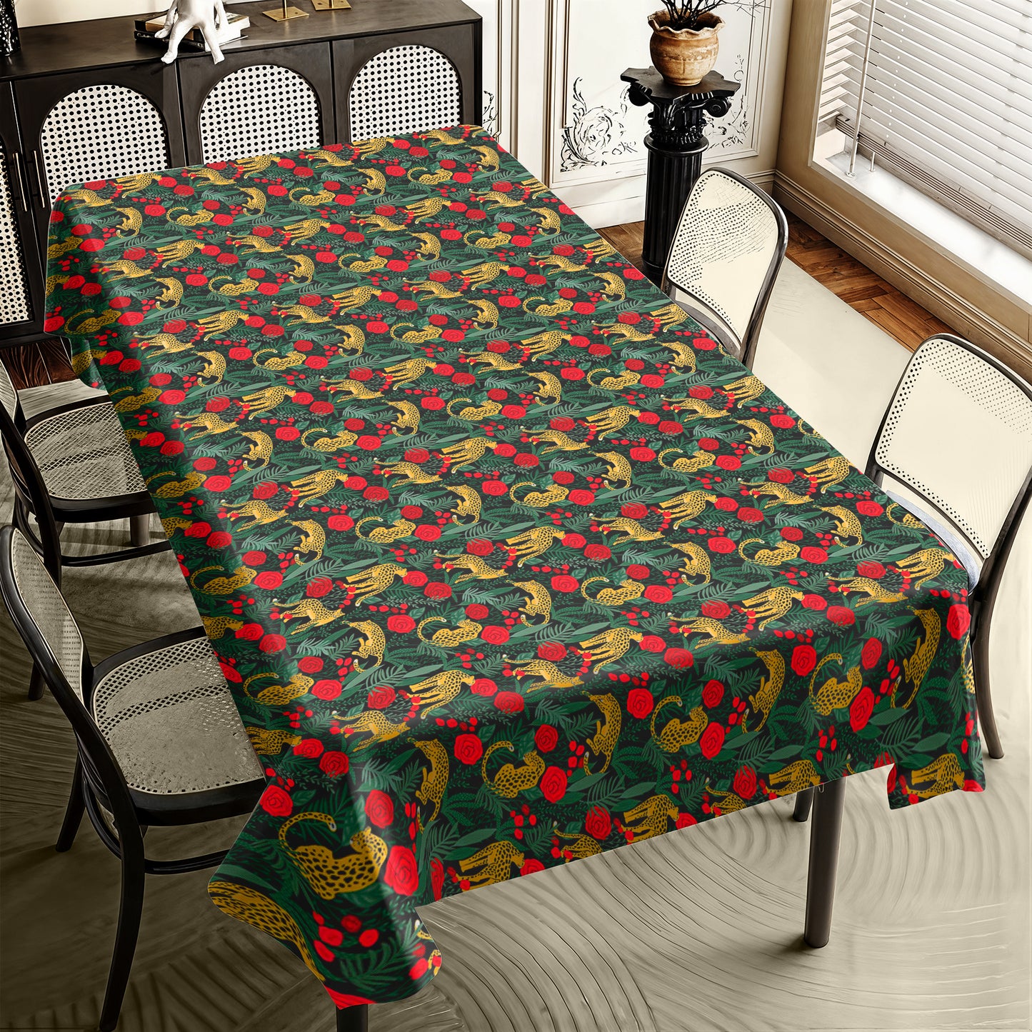 Leopard in the Jungle Rectangle Tablecloth