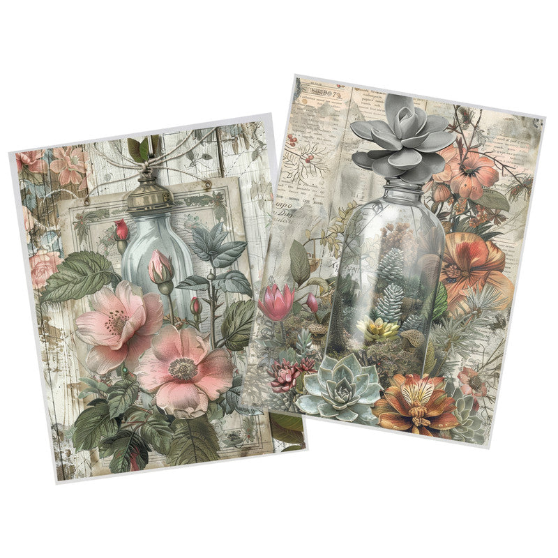 Life Memories Bottled up Flowers Decoupage 800mm x 600mm