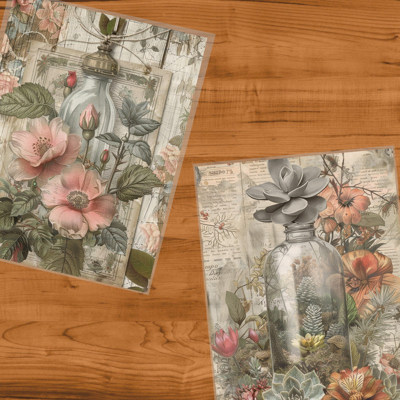 Life Memories Bottled up Flowers Decoupage 800mm x 600mm