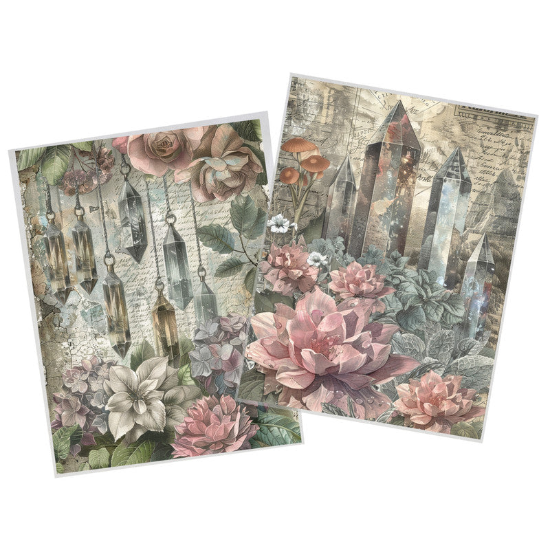 Life Memories Crystal Flowers Decoupage 800mm x 600mm
