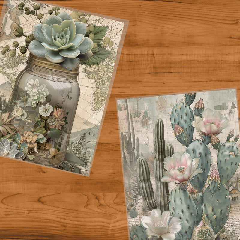 Life Memories Of Desert Flowers Decoupage 800mm x 600mm