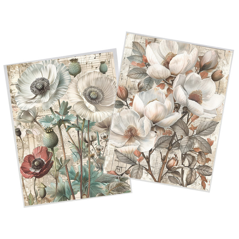 Life Memories Of White Flowers Decoupage 800mm x 600mm