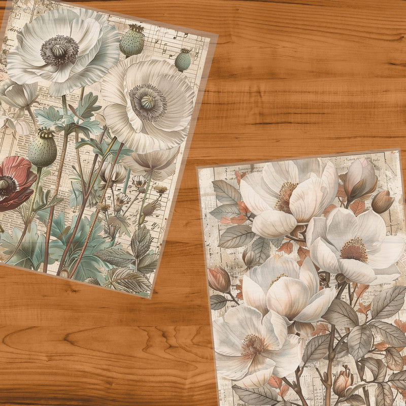 Life Memories Of White Flowers Decoupage 800mm x 600mm