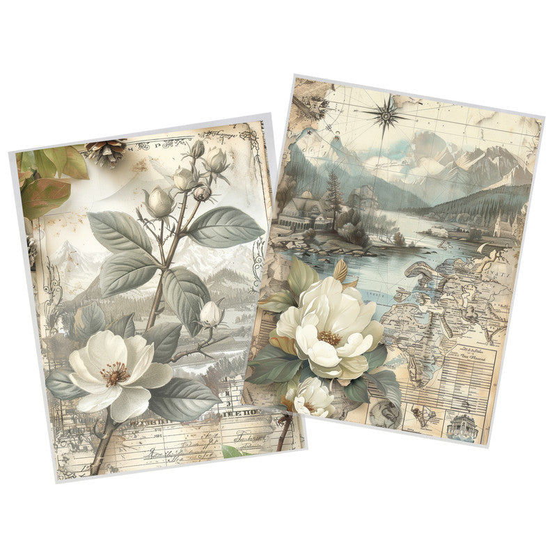 Life Memories White Floral Decoupage 800mm x 600mm