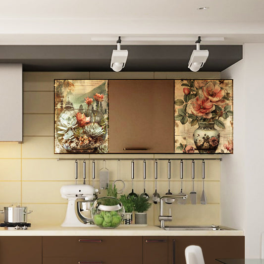 Life Memories of Flower Vases Decoupage 800mm x 600mm
