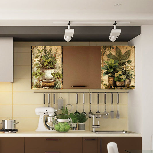 Life Memories of Green Floral Pots Decoupage 800mm x 600mm