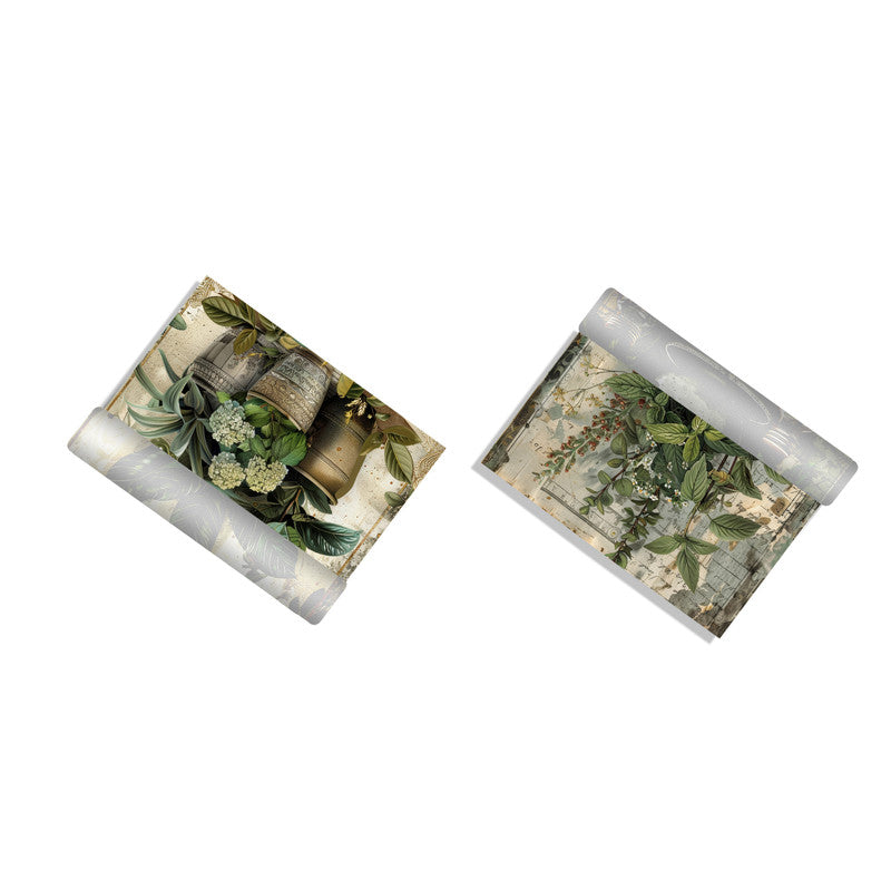 Life Memories of Green Floral Pots Decoupage 800mm x 600mm