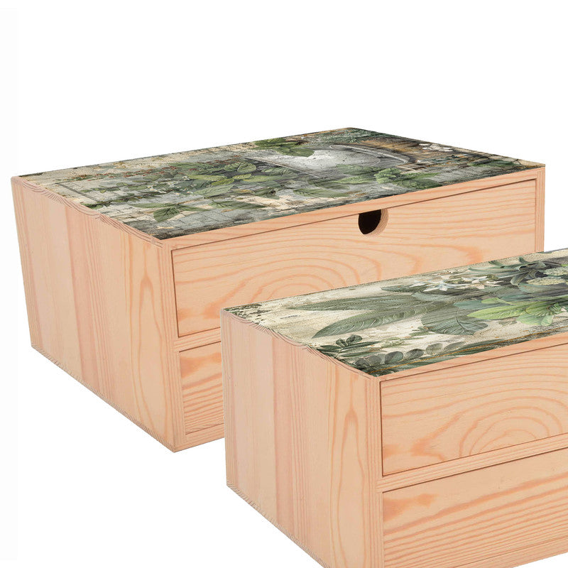 Life Memories of Green Floral Pots Decoupage 800mm x 600mm