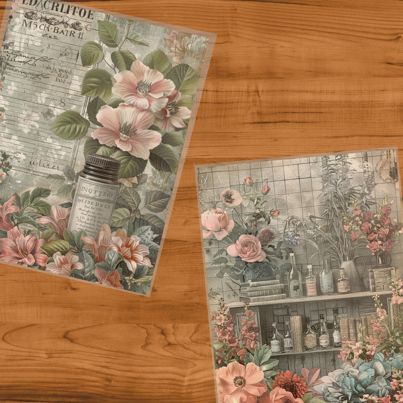 Life Memories of Peach Floral Wall Decoupage 800mm x 600mm
