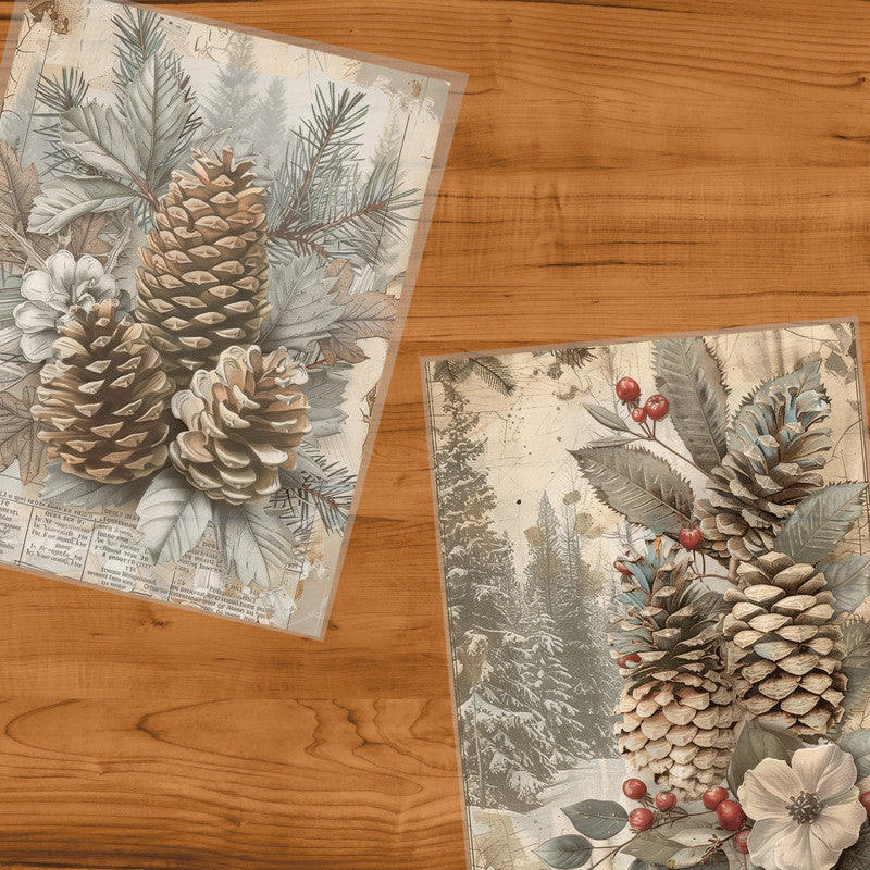 Life Memories of Pine Cone Decoupage 800mm x 600mm