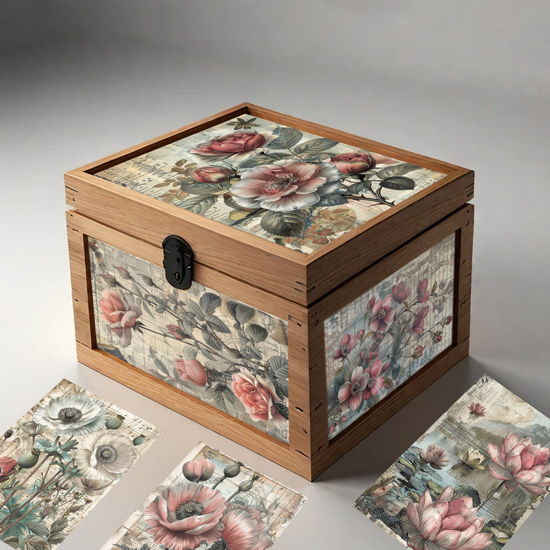 Life Memories of Pink Flowers Decoupage A4 A5 & A4