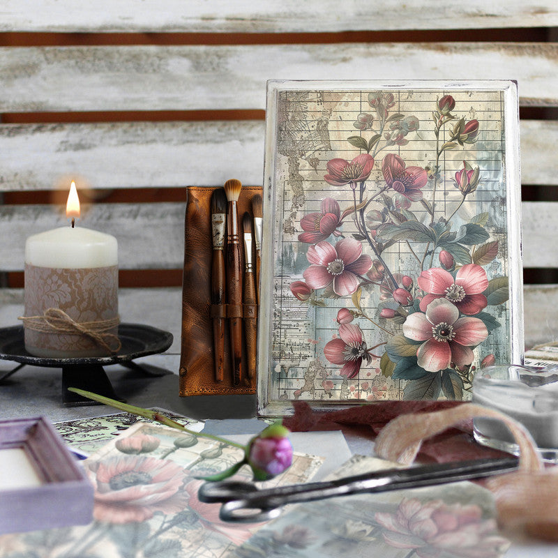 Life Memories of Pink Flowers Decoupage A4 A5 & A4