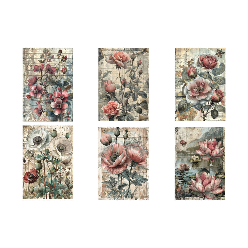 Life Memories of Pink Flowers Decoupage A4 A5 & A4