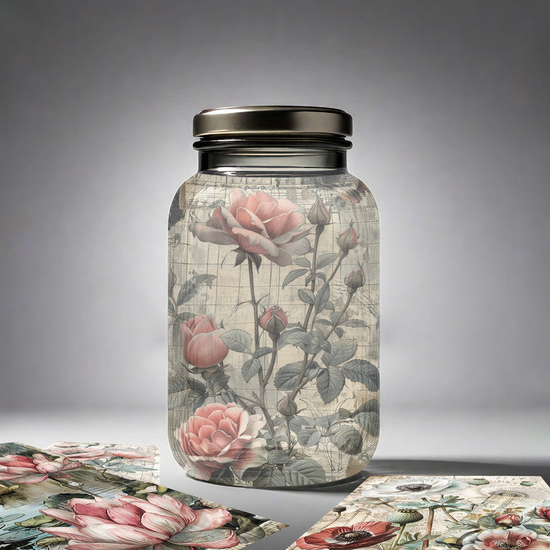 Life Memories of Pink Flowers Decoupage A4 A5 & A4