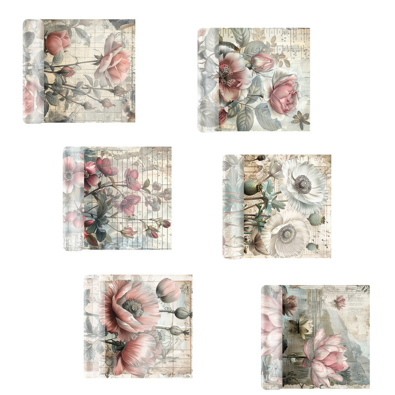 Life Memories of Pink Flowers Decoupage A4 A5 & A4