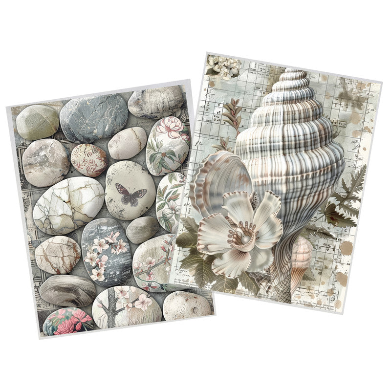 Life Memories of Shells and Stone Decoupage 800mm x 600mm