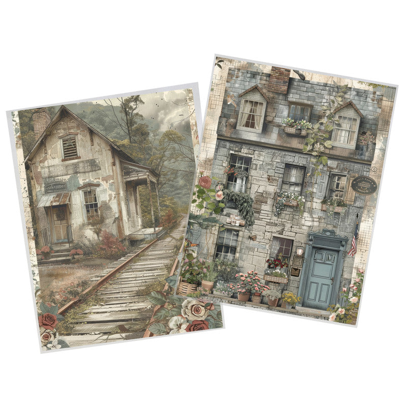 Life Memories of a House Decoupage 800mm x 600mm