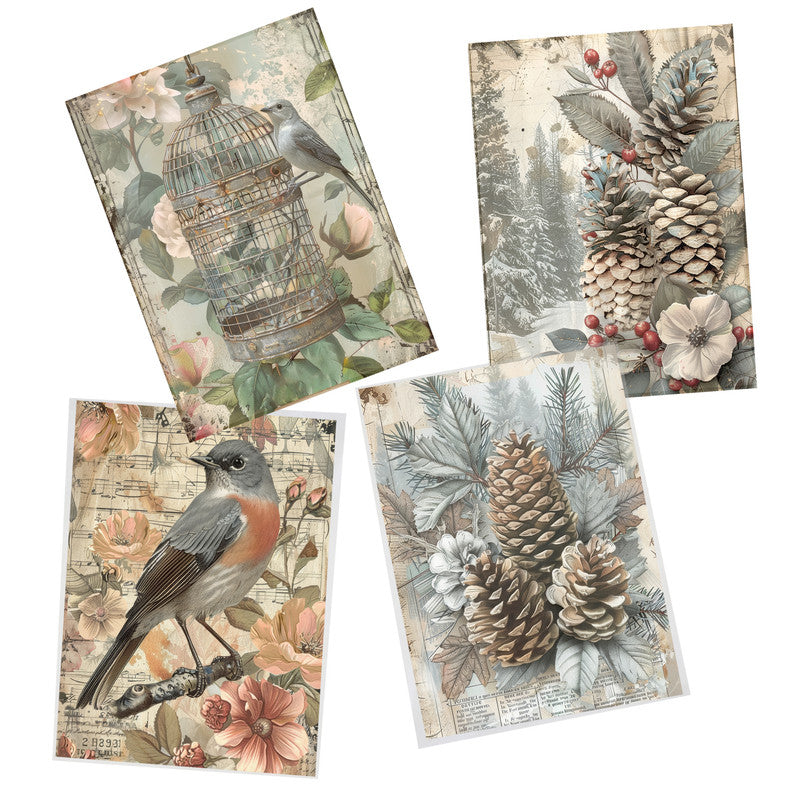 Life Memories of the Birds in the Pine Trees Decoupage A3