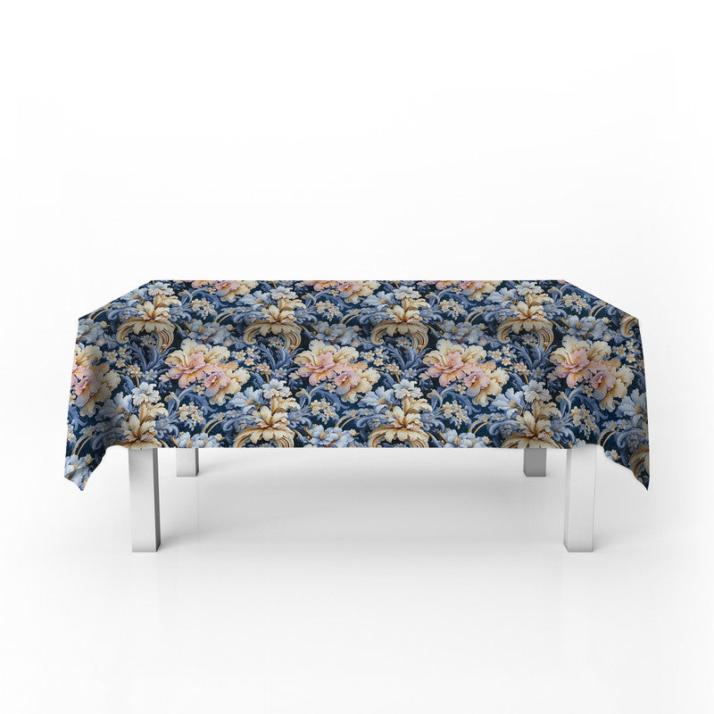 Light Blue Floral Rectangle Tablecloth