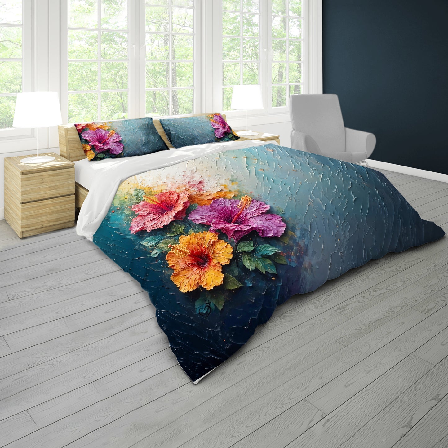 Light Beam on Flowers Duvet Cover Set