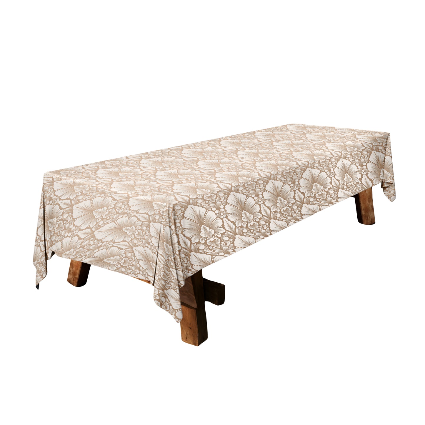 Light Beige on Dark Beige Baroque Pattern 3m Rectangle Tablecloth
