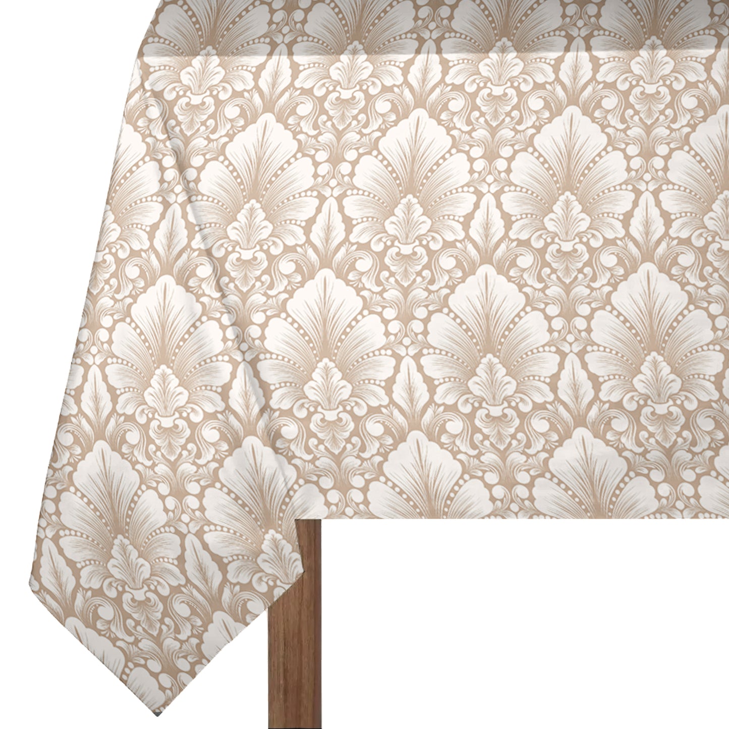 Light Beige on Dark Beige Baroque Pattern 3m Rectangle Tablecloth