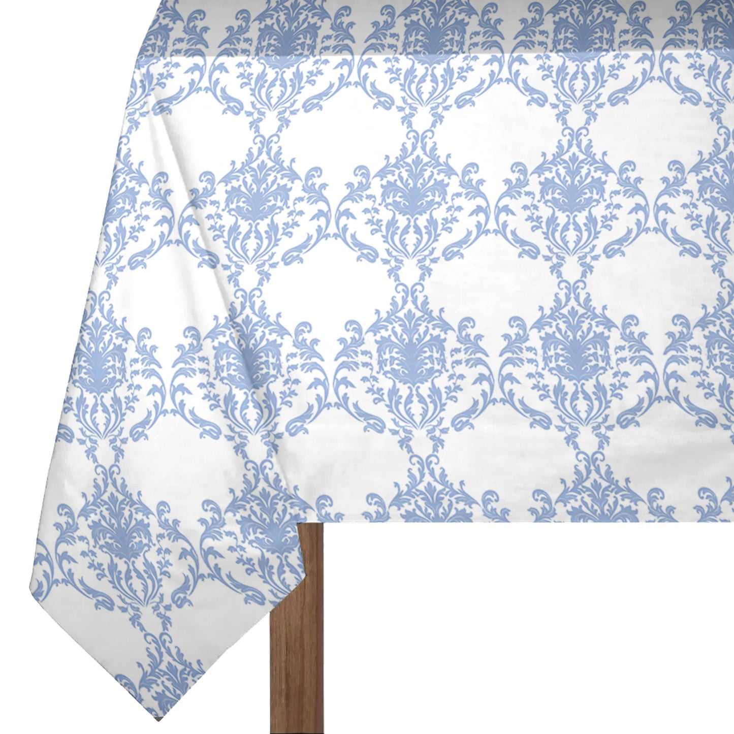 Light Blue on White Classic Print 3m Rectangle Tablecloth