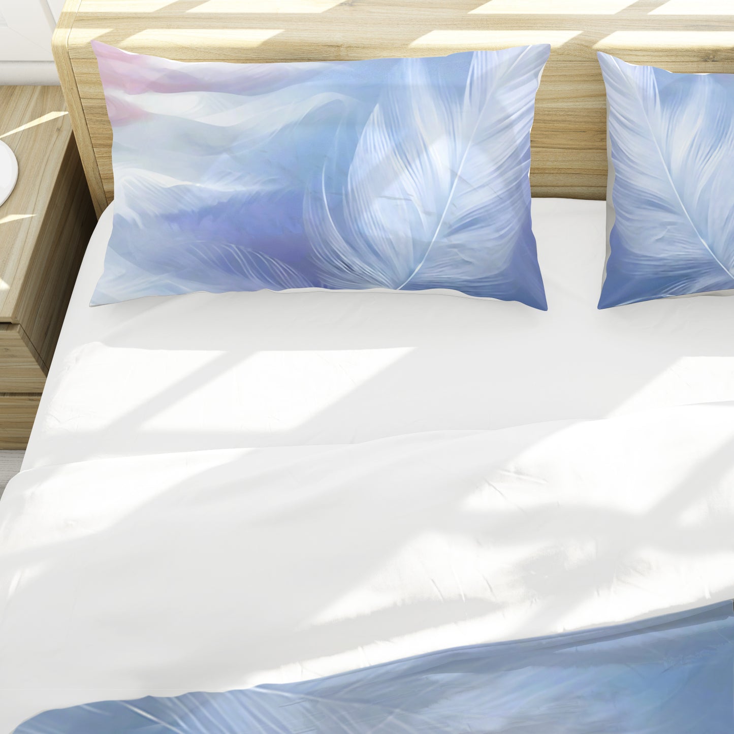 Light Blue to Pink Plume Duvet Cover Set