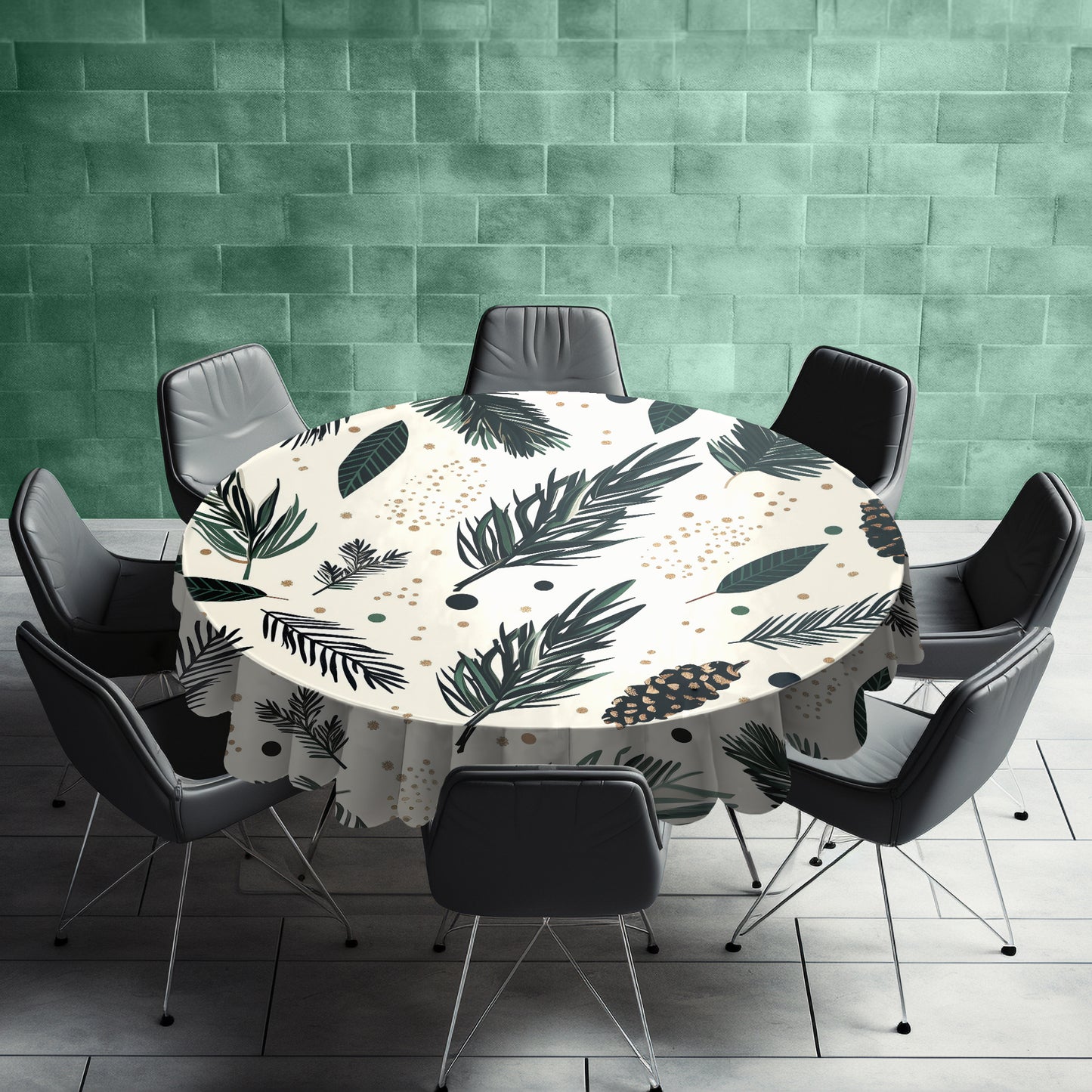Light Evergreen Whispers Round Tablecloth by Wikus Schalkwyk