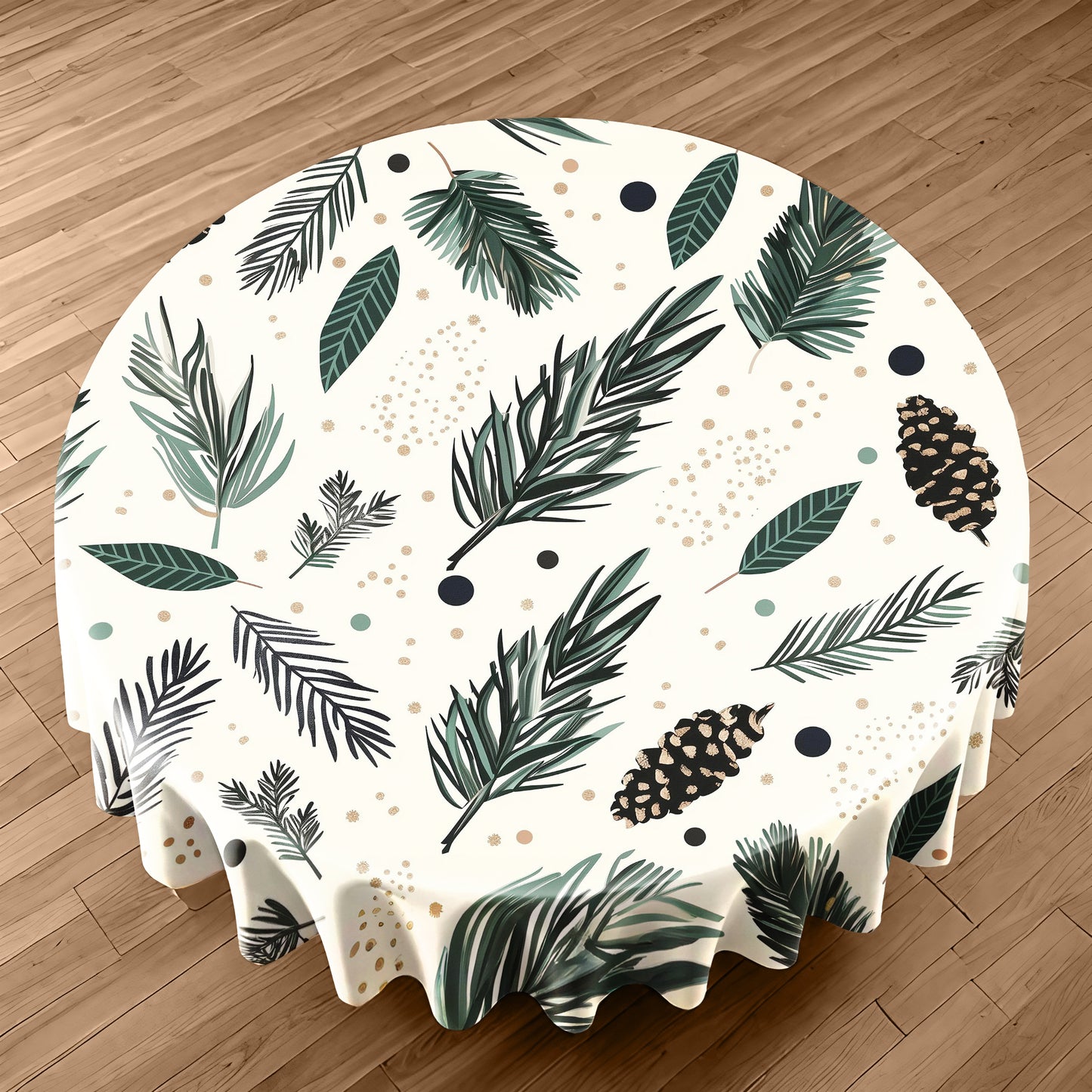 Light Evergreen Whispers Round Tablecloth by Wikus Schalkwyk