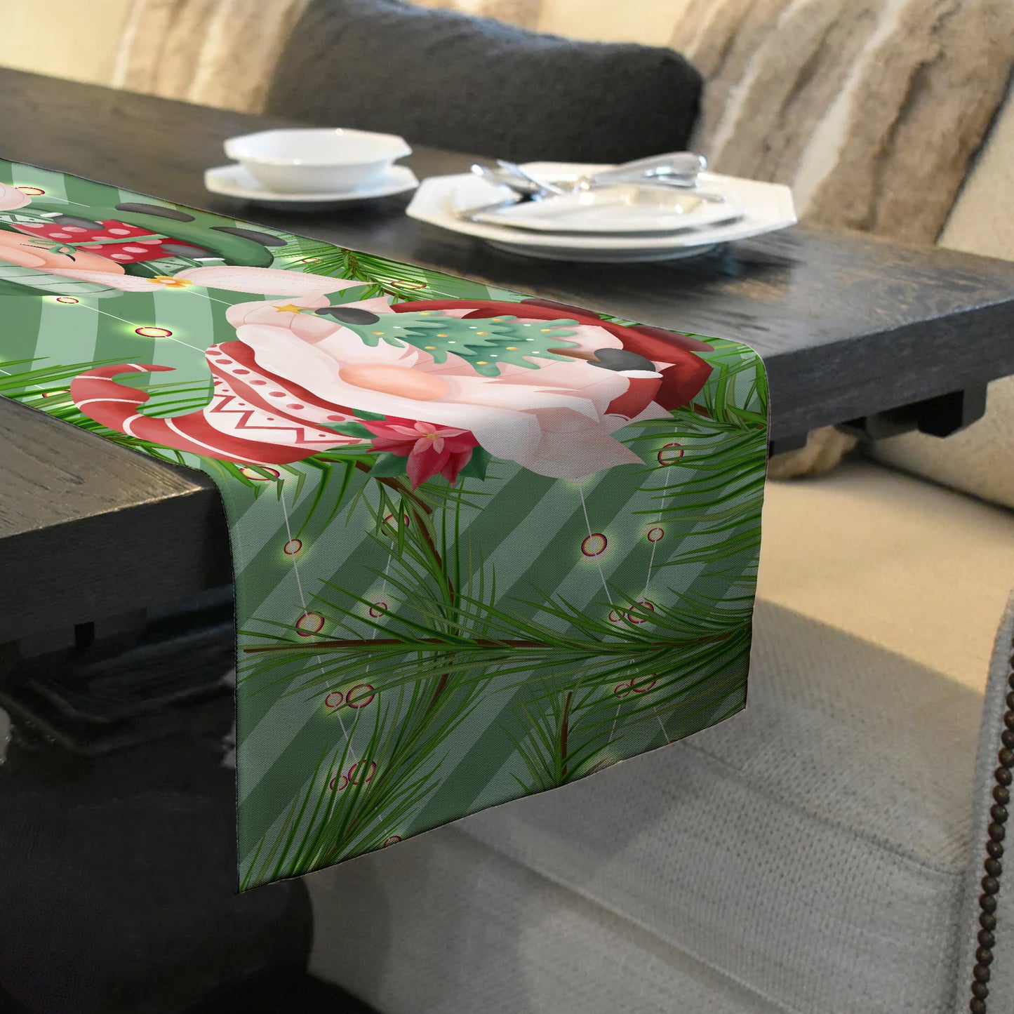 Light Green Christmas Table Runner