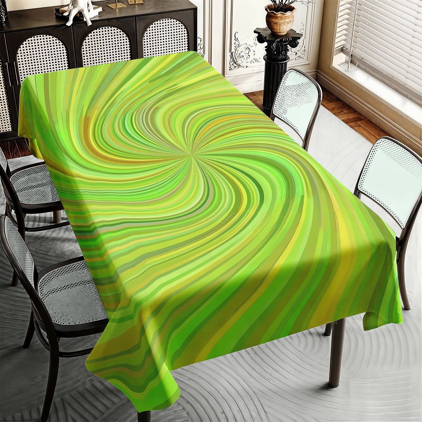 Light Green Swirl Rectangle Tablecloth